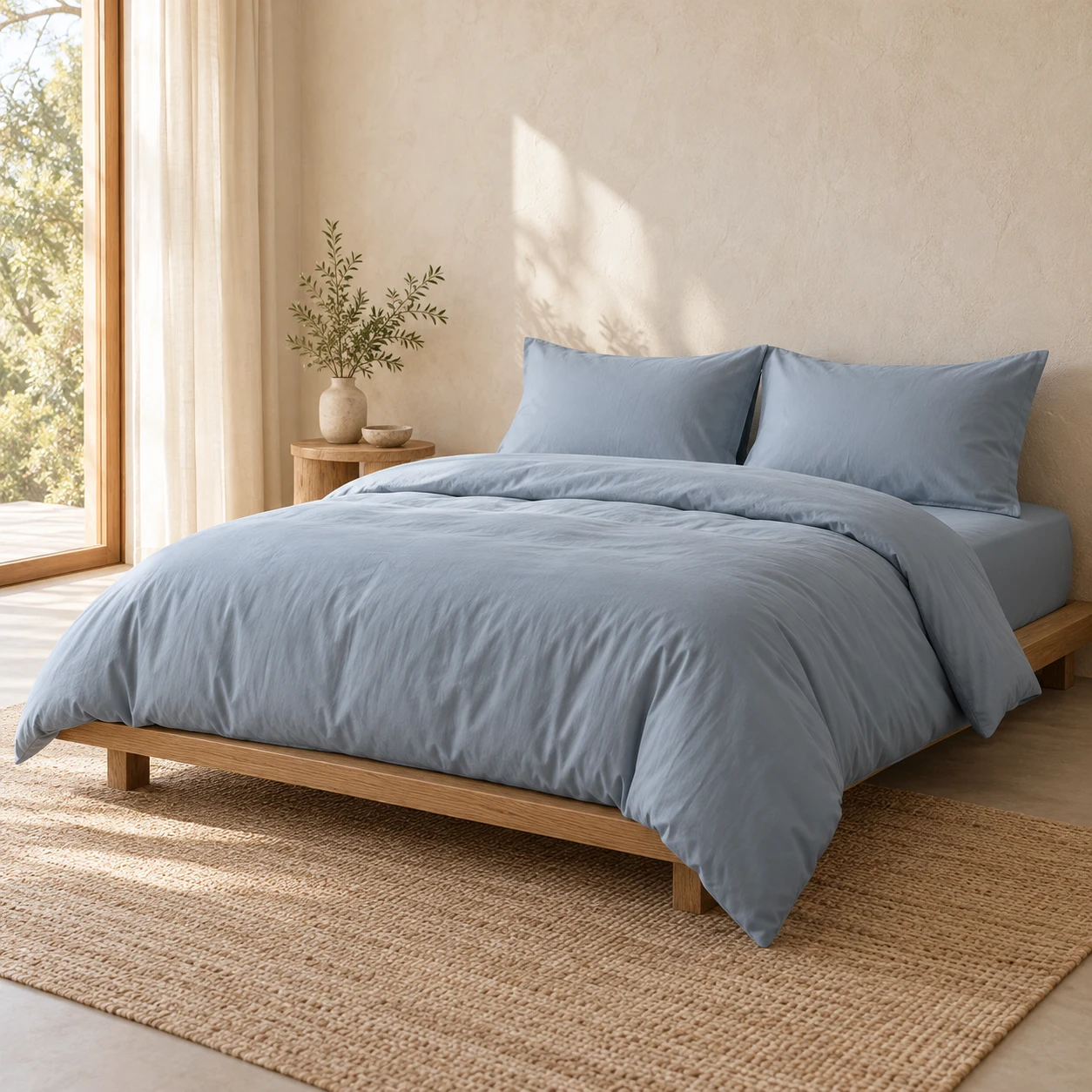 mist blue Mist Cotton four-piece bedding set