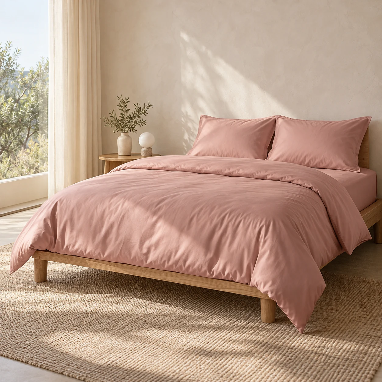 dusty rose Rose Sateen four-piece bedding set