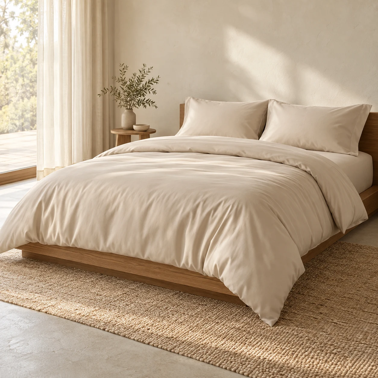 sand beige Sand Sateen four-piece bedding set