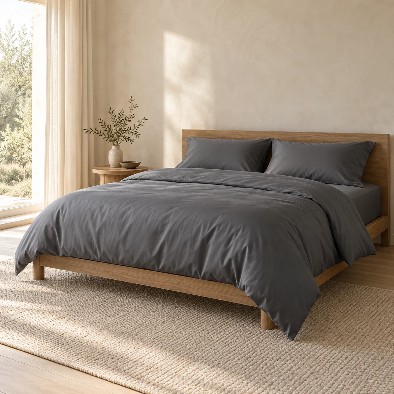 slate gray Slate Sateen four-piece bedding set